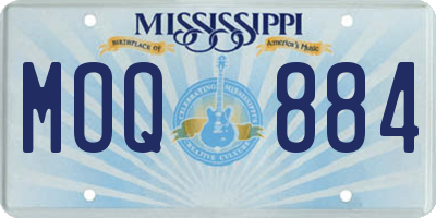 MS license plate MOQ884