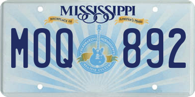 MS license plate MOQ892