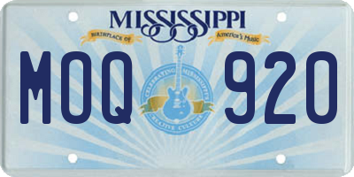 MS license plate MOQ920