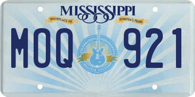 MS license plate MOQ921