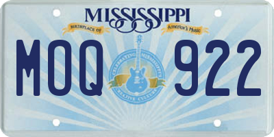 MS license plate MOQ922