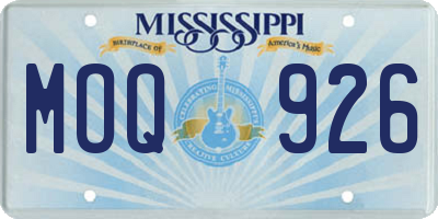MS license plate MOQ926