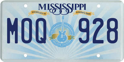 MS license plate MOQ928