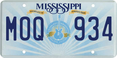 MS license plate MOQ934