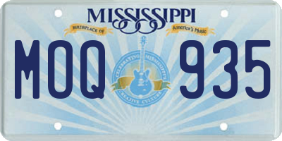 MS license plate MOQ935