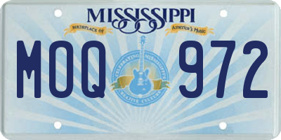 MS license plate MOQ972
