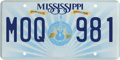 MS license plate MOQ981
