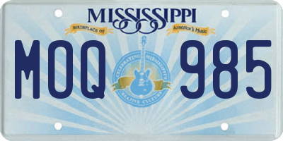 MS license plate MOQ985
