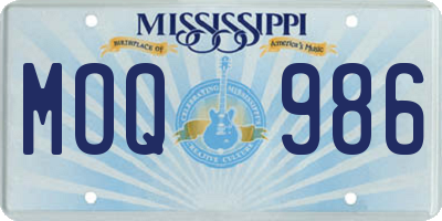 MS license plate MOQ986