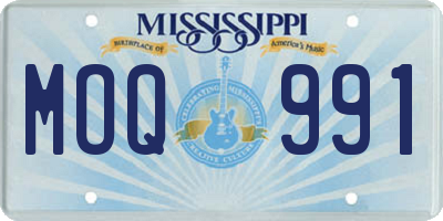 MS license plate MOQ991