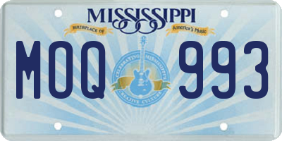MS license plate MOQ993