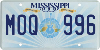 MS license plate MOQ996