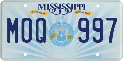 MS license plate MOQ997