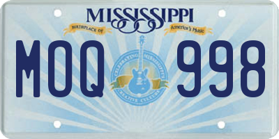 MS license plate MOQ998