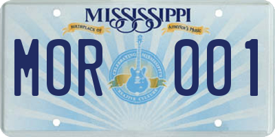 MS license plate MOR001