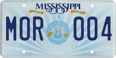 MS license plate MOR004