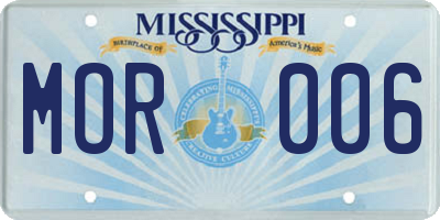 MS license plate MOR006