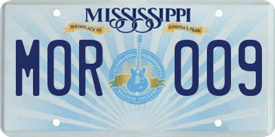 MS license plate MOR009