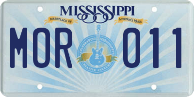 MS license plate MOR011