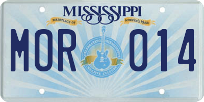 MS license plate MOR014