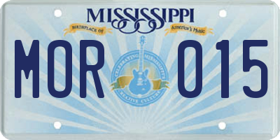 MS license plate MOR015