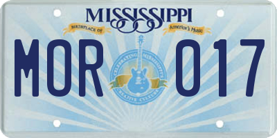 MS license plate MOR017