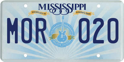 MS license plate MOR020