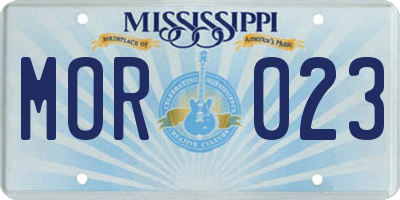 MS license plate MOR023