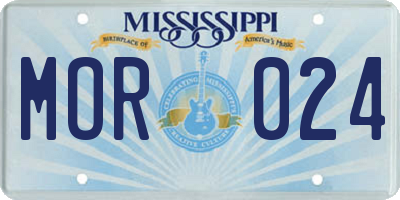 MS license plate MOR024