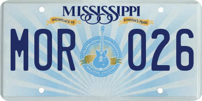MS license plate MOR026