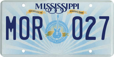 MS license plate MOR027