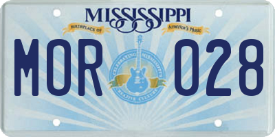 MS license plate MOR028