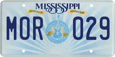 MS license plate MOR029