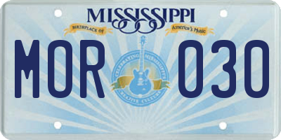 MS license plate MOR030
