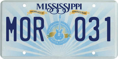 MS license plate MOR031
