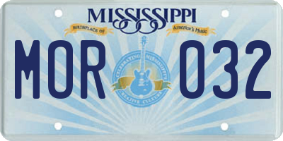 MS license plate MOR032