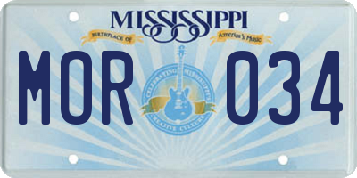 MS license plate MOR034