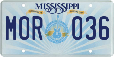 MS license plate MOR036