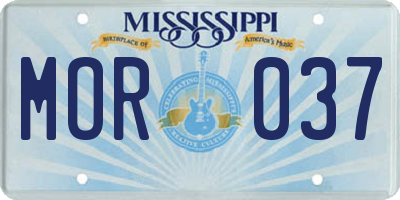 MS license plate MOR037