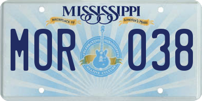 MS license plate MOR038