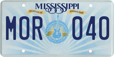 MS license plate MOR040