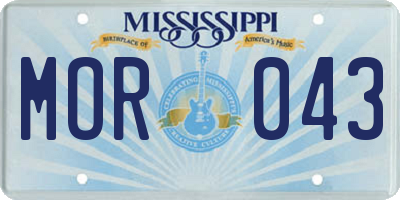MS license plate MOR043