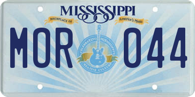 MS license plate MOR044