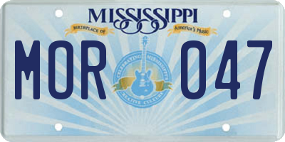 MS license plate MOR047