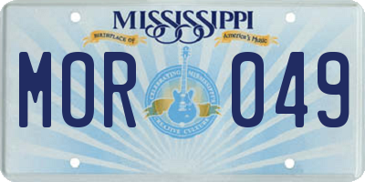 MS license plate MOR049