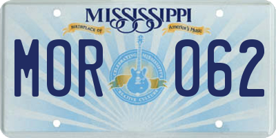 MS license plate MOR062