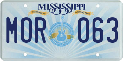 MS license plate MOR063