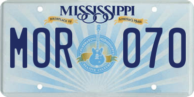 MS license plate MOR070