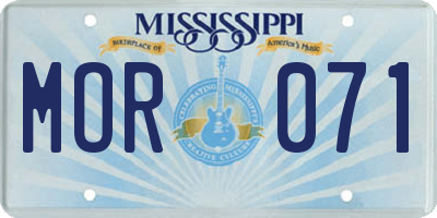 MS license plate MOR071