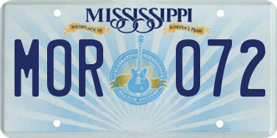 MS license plate MOR072
